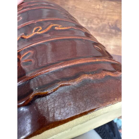 Vintage Marcrest Stoneware Cookie Jar Brown Glazed Daisy Dot Pattern Made in USA - Picture 9 of 14